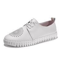 UberDeco Women Leather Loafers Moccasins Comfy Walking (White, UK8.5)