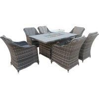 Furniture One 9 Seater Rattan Corner Sofa Dining Furniture Set - Grey, Grey