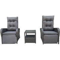 3 Pieces Patio Lounge Chair Set with Ice Bucket, Reclining Chairs Set