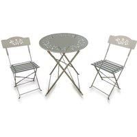 Metal Bistro Set, Floral Folding Patio Furniture Table and Chairs Set of 2