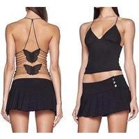 Butterfly Embroidered Backless Halter Top - 3 Sizes, 2 Colours