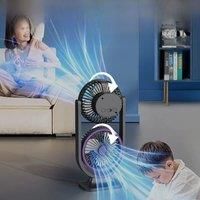 2-in-1 Double Tabletop fan-Double Fan,Usb Fan Rechargeable,Usb Ventilator,Low Noise Fan,Floor