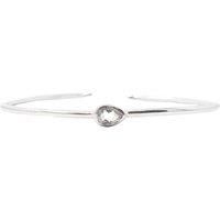 Minimalist Sterling Silver White Topaz April Birthstone Bangle Bracelet