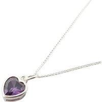 Harfi Women's Mini Heart Silver Amethyst February Birthstone Necklace in Purple | Size: 18 inches
