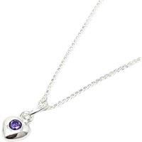 Harfi Women's Mini Amethyst February Birthstone Heart Silver Necklace in Purple | Size: 18 inches