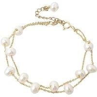 Freshwater Pearl Double Chain Wedding Bracelet Gift