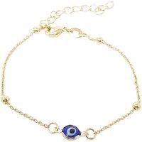 Gold Plated Beaded Blue Evil Eye Protection Bracelet