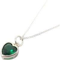 Mini Heart Silver Emerald May Birthstone Necklace
