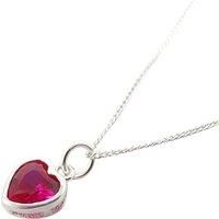 Mini Heart Silver Ruby July Birthstone Necklace