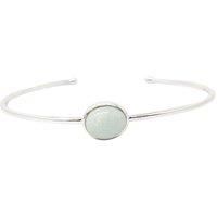 March Birthstone Aquamarine Minimalist Silver Bangle
