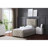 Allegra Upholstered Bed with Optional Ottoman and Mattress - 5 Colours Available