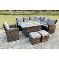 9 Seater Rattan Garden Furniture Set - Fire Pit Table & Sofa Options!