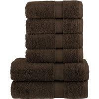 6 Piece Premium Towel Set SOLUND Brown 600 gsm