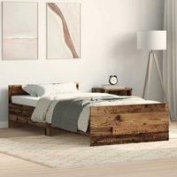 Bed Frame without Mattress Old Wood 75x190 cm Engineered Wood