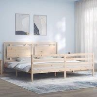 Bed Frame with Headboard 200x200 cm Solid Wood