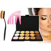 Makeup Contouring Set - Body Contour Stencil, 15Pc Contour Palette & Oval Foundation Brush!