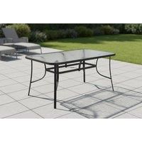 Outdoor Garden Tempered Glass Table with Parasol Hole - Weather-Resistant, Rectangle Shape, & Modern Design