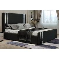 Silver Strip Bed Frame W Headboard - 5 Sizes & 3 Colours - Black