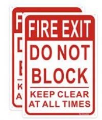 Fire Sign, Do Not Block Door Signs, Keep Clear at Exit 10 x 7 Inches 2