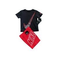 Nike boy Tick logo Grey T Shirt Red Shorts 2pc Sports Set size 3 4 Years NWT