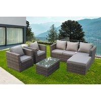 6-Seater Garden Rattan Sofa Set & Coffee Table