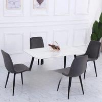 Set of 4 Curved Frosted Velvet Dining Chairs, for Living Room, Garden, Kitchen, Bedroom, Grey