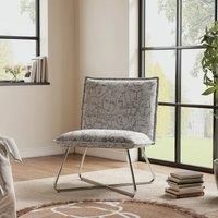 White Modern Linen Accent Chair with Metal Base for Living Room Garden Kitchen Bedroom