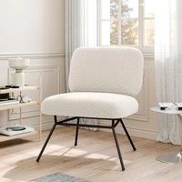 Beige Faux Wool Accent Chair Occasional Chair