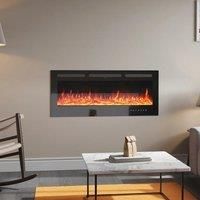 50 Inch LED Electric Fireplace Wall Mounted Insert Heater 9 Flame Colours