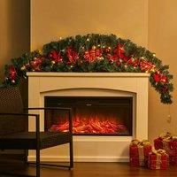 180CM Christmas Cow Horns Shape Rattan Christmas Wreath with LED light, Style A