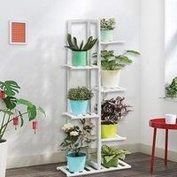 7 Tier Wood Flower Pots Holder Rack, White