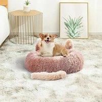 Light Brown 50cm Round Plush Pet Dog Cat Bed with Cute Ears