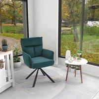 Green Modern Upholstered Swivel Armchair with Black Legs