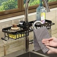 Kitchen Faucet Sink Rack Sponge Soap Holder Drain Basket