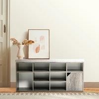 Grey Padded Shoe Storage Bench for Entryways Bedrooms 103cm W x 30cm D x 49.5cm H