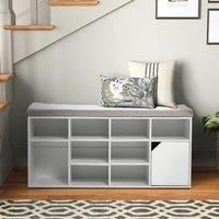 White Padded Shoe Storage Bench