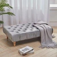 Light Grey Vintage Button-tufted Rectangular Velvet Footstool
