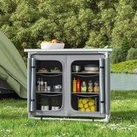 Large Camping Kitchen Cook Table Stand for Outdoor BBQ, Grey