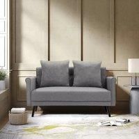 Grey Upholstered Loveseat with Rolled Arms