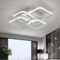 Square LED Dimmable Chandelier Ceiling Light With Remote, 4/6 Head