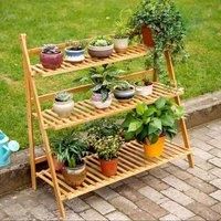 3 Tier Ladder Foldable Plant Pot Stand, Wood