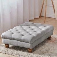 Multifunctional Buttoned Velvet Rectangular Ottoman Footstool with Gourd-shaped Legs