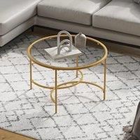 Gold Modern Round Tempered Glass Coffee Table for Living Room