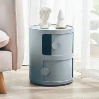 Grey 40cm Round 2 tiered Drawer Storage Unit Organizer for Bedrooms Living Rooms Kitchens Bathrooms