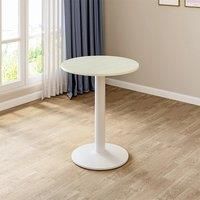 White Round Cafe Table with Metal Base for Homes Cafes Restaurants