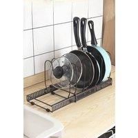 Expandable Pot Pan Lid Rack Pan Organiser with 10 Dividers