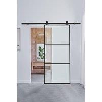 Clear Glass Sliding Barn Door with 183cm Slide Guide Hardware Kit