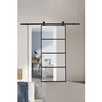 Clear Glass Sliding Barn Door with Slide Guide Hardware Kit