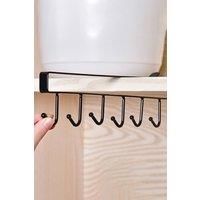 Cups Storage 6 Hooks Kitchen Utensil Hanging Hook Rack Holder Under Cabinet Closet