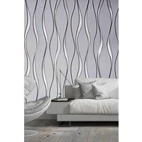 Modern Geometric Wavy Striped Fabric Wallpaper